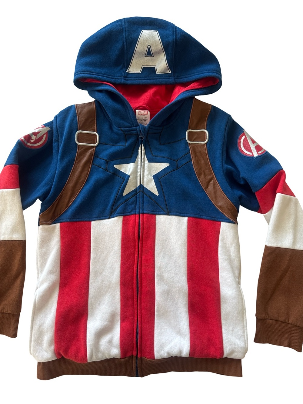 Marvel Boys Captain America Costume Zip Up Hoodie Size 14 Youth L/XL